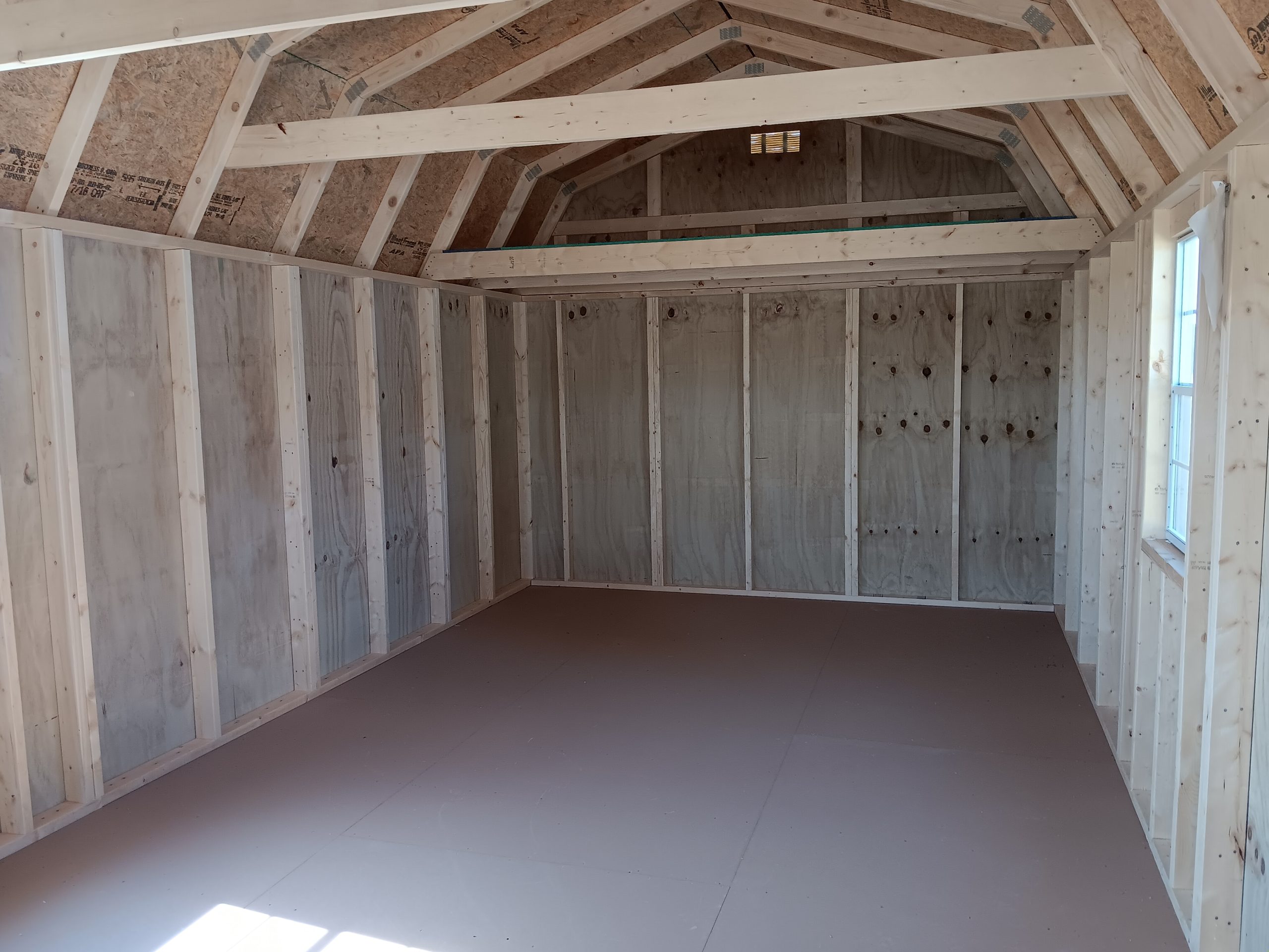 Unfinished cabin shell interior